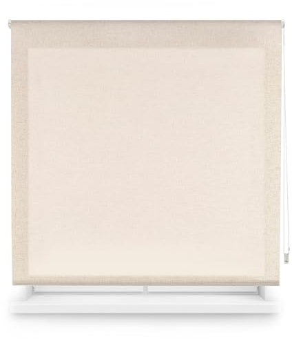 Blindecor Transparentes Rollo nach Maß | Rollo nach Maß | Leinenfarbe | 70 x 200 cm (Breite x Höhe) Stoffgröße 67 x 195 cm | Durchscheinende Rollos für Fenster