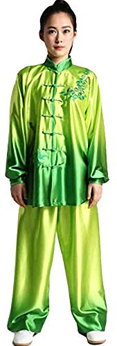 Rubruan Tai Chi Uniform Damen Anzug - Chinesische Kampfkunst Taiji Wushu Wing Chun Shaolin Kung Fu Training Kleidung Trainingsauzug Farbübergang Langarm Set für Frauen Mädchen Anfänger