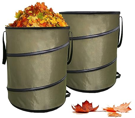 Pop Up Garden Waste Bag 113L Waste Bins Collapsible 420D Oxford Garden Rubbish Bags, Leaf Collection Bag Durable Garden Refuse Bags Easy Transportation