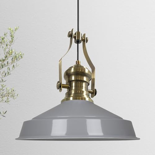 bamyum Neo-Asletl Hängelampe Industrial aus Metall Ø41 cm, Küchenlampe Vintage, Hängelampe Esstisch E27, Pendelleuchte Grau, Wohnzimmerlampe Hängend Vintage, Pendelleuchte Esstisch und Wohnzimmer