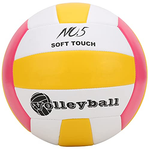 Volleyball 20 X 20 X 13 cm, Beach-Volleyball, Volleyball-Ball, PU-Liner, Maschinennähen, Standard-Soft-Anti-Explosions-Volleyball für Trainingswettkämpfe (PINK)