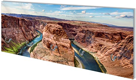 Wallario Wandgarderobe aus Glas in Größe 80 x 30 cm mit Memoboard-Funktion, Motiv: Grand Canyon | 5 Kleiderhaken zum Aufhängen von Jacken