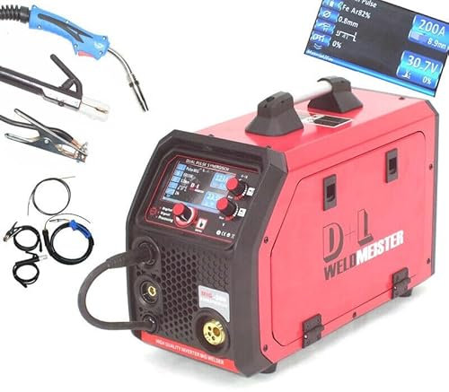 MIG/MAG Doppelpuls Schutzgas Schweißgerät 200 LCD synergische WIG MMA CuSi 13959 AWZ