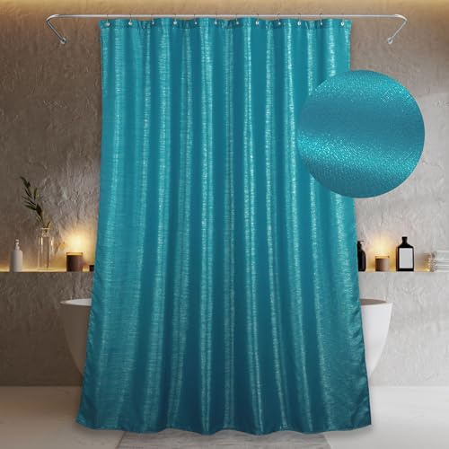 Blau-Grün schimmernde Duschvorhänge, wasserdicht waschbar, 183Lx183W | Metallisch schimmernder glatter Satinstoff, funkelnde glänzende Luxus-Deko für Weihnachten, Geschenk für Frauen & Mädchen