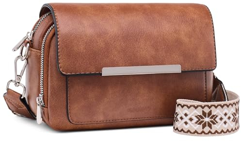 Roulens Damen Handy Umhängetasche, Vegan Leder Crossbody Bag Schultertasche mit Verstellbar Abnehmbar Breiter Gurt