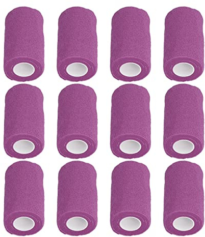 12 Stück Elastische Selbstklebende Bandage für Haustiere, Hunde, Pferde, Katzen, Vliesstoffe, 10 Cm (PURPLE)