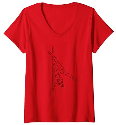 Damen Minimalistische Pole Dancer T-Shirt mit V-Ausschnitt
