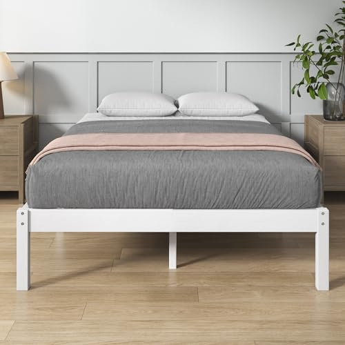 Zinus Ellie Lit Double en Bambou 160 x 190 cm – Structure Moderne et légère avec sommier à Lattes en Bois – 35,5 cm d'espace de Rangement sous – Design écologique – Couleur Blanche