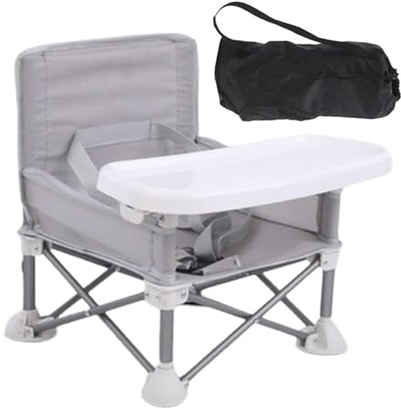 Baby Sitzerhöhung Hochstuhl, Faltbarer Baby Reisesitz Booster Esszimmersitz, mit abnehmbarem Tablett, Baby Strandkorb für Camping, Esstisch, Rasen