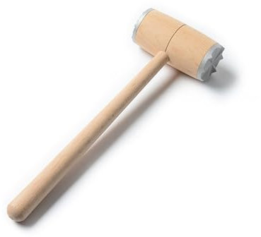 OYWEHECE Meat Tenderizer Hammer Wooden Steak Double Sided Stainless Steel Teeth Mallet Kitchen Tool Heavy Duty Sturdy Comfortable Grip & Durable for Tenderize Meat,