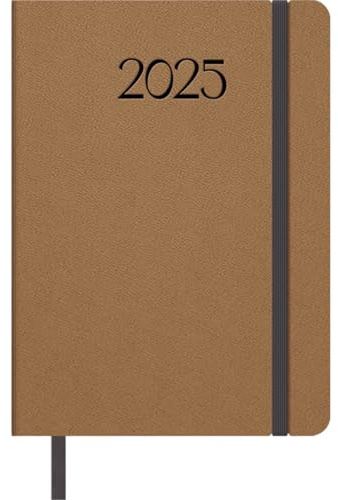 Dohe - Kalender 2025, Tag pro Seite, A5 (14 x 20 cm), 12 Monate Januar bis Dezember, flexibler Einband aus Kunstleder, Planer auf Spanisch, Büromaterial - Manhattan Camel