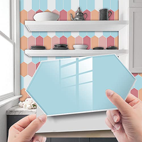 Fliesenaufkleber Blau Selbstklebende Klebefliesen, Wandfliesen Aufkleber,Wasserdicht Fliesensticker Fur Kuche Badezimmer Dekorative Stickerfliesen,Wohnzimmer Dekoration