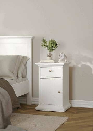 Dmora Esperance - Mesita de Noche Baja, mesita de Noche Multifuncional, 44 x 40 x 70 cm, Color Blanco