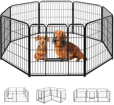 SMUG Heavy-Duty Iron Dog Playpen – 8 Panels 40” Durable, Rust-Resistant Pet Fence for Indoor & Outdoor Use, Secure & Spacious Pet Play Area for Dogs, Puppies & Small Animals