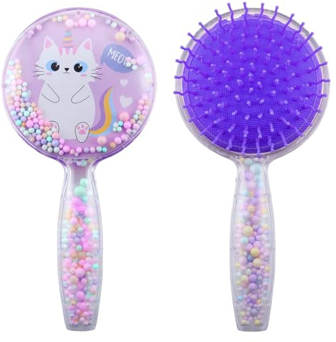 Faletony Beauty Haarbürste Design-Bürste Colourful Cartoons Printbürste mit ultraweichen Borsten, schmerzfreies Entwirrbürste für Frauen, Männer und Kinder (Einhörnige Katze)