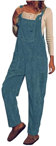 Corduroy Dungarees for Women UK Sale Clearance,Jumpsuits Ladies Loose Fit Winter Suspender Bib Overalls Solid Rompers Wide Leg Trousers Pants Playsuit with Pockets Size 8-16