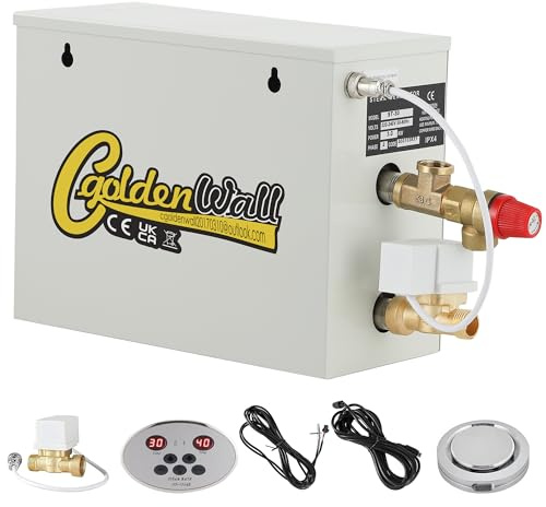 CGOLDENWALL Generatore di sauna a vapore da 3 kW, 220 V, con sistema di drenaggio automatico, regolatore digitale 35-55 ℃ regolabile, ideale per sauna/doccia/bagno/SPA