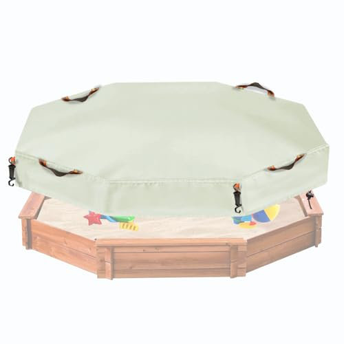 NGB Octagonal Sandbox Cover, 600D Waterproof Oxford Cloth Sandbox Protector with High-Efficiency Windproof Hooks 4, Easy-to-Find Reflective Handles and Fixed Elastic Drawstring (Beige, 86x79x9)