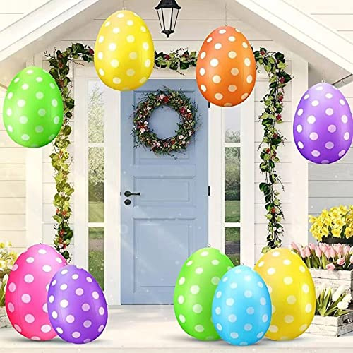 6 Stück Aufblasbare Ostereier, 35x27 cm, aufblasbar, Osterdeko Outdoor Groß, für drinnen, draußen, Bunte Ostereier, Feiertagsparty Osterdekorationen (Style1-6pcs, Einheitsgröße)