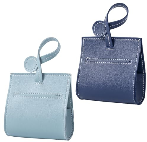 Portasacco per cacca di cane dispenser creativo sacchetto di rifiuti per cani in pelle Distributore di sacchetti di cacca animali domestici,Accessori per passeggiate per cani (blu scuro e blu cielo)