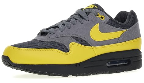 NIKE Men's Air Max 1 Essential Sneaker, Anthracite Bright Citron Smoke Grey, 9 UK