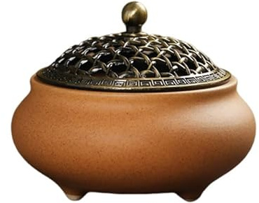 XYUERU Retro Knoblauchtopf,Knoblauch Aufbewahrung Keramik Zuhause Knoblauch Kreativität Resistant Storage Jar Mit Belüftet HäLt fur Heimdekorationsornament Haus Küche(Orange)