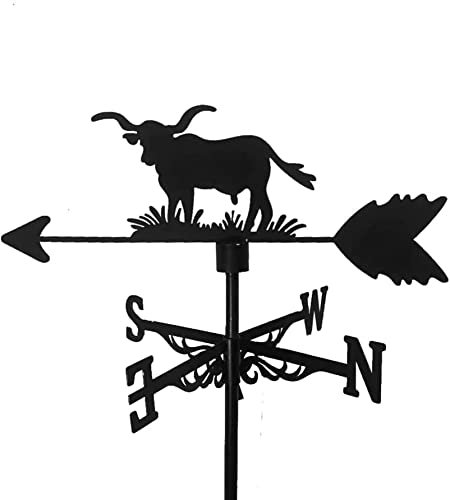 Banderuola segnavento in metallo per animali, banderuola segnavento per bestiame, banderuola segnavento per casa, garage, cupola, giardino, tetto, paddock, indicatori di direzione del vento (bovini)