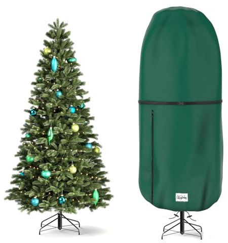 Aufrechte Weihnachtsbaum Aufbewahrungsabdeckung, reißfest verstellbar Weihnachtsbaumabdeckung Aufbewahrungstasche für künstlichen Baum stehend mit Ornamenten, wasserdicht, staubdicht (Grün, M)