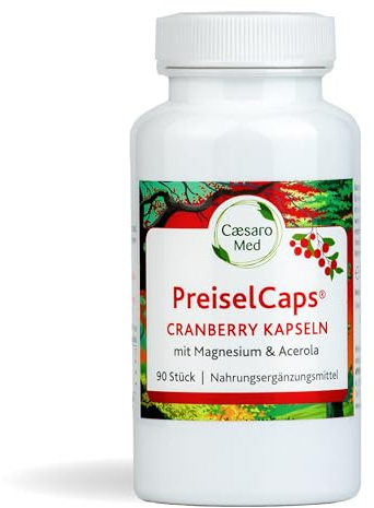 Cranberry Kapseln (Vaccinium macrocarpon) mit Preiselbeere, Magnesium & Vitamin C aus Acerola zur Unterstützung von Muskelfunktion, Energie, Immunsystem* & täglicher Blasenroutine – 90 Kapseln
