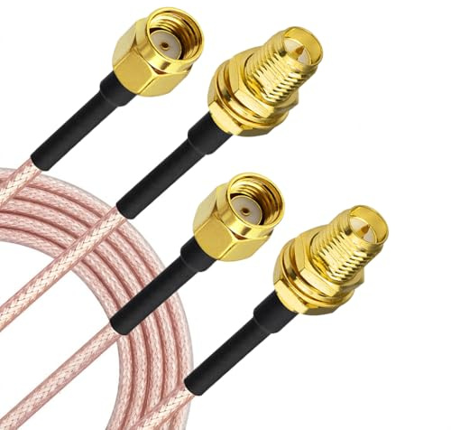Superbat RPSMA Kabel 30cm 2 Stück - WLAN Antenne Verlängerungskabel,50 Ohm Doppelabschirmung Antennenkabel,RPSMA Buchse Bulkhead zu Stecker für 4G LTE Router Gateway Handy SDR USB Dongle Empfänger