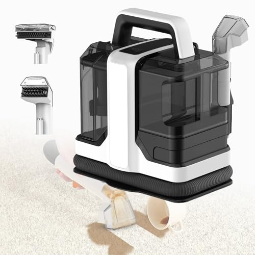 Nettoyeur De Tapis 750W, Aspiration Puissante De 11KPa, Détachant Et Anti-taches D'animaux, Autonettoyant, Grand Réservoir D'eau Double De 1080Ml Et 800Ml, Pour Tapis Et Moquettes