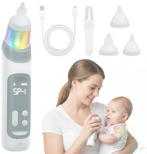 Aspiratore Nasale Neonato - Aspiratore Nasale Neonato, 3 Punte In Silicone, 5 Livelli Di Aspirazione con Funzione Musica e Luci per Piccoli e Neonati