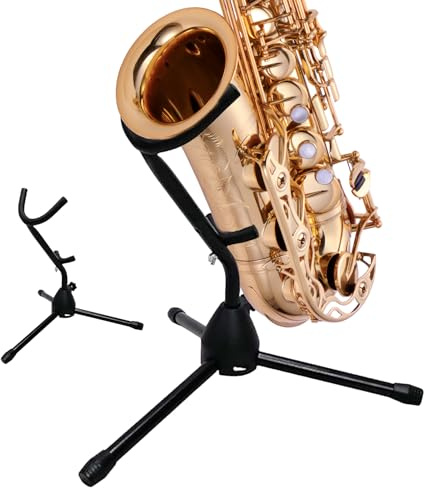 Saxophonständer Transportabler Zusammenklappbarer Verstellbarer Halterung | Saxophon-Dreibein-Stativ für Musik, Jazz, Band, Orchester, Übungszwecke, Aufführungszwecke, Aufnahmestudio, Wohnbereich