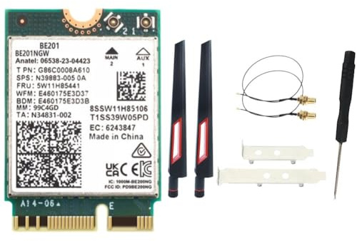 Pinafresa BE201 WIFI7 Card 8774Mbps Tri-Band BT5.4 WiFI7 Wireless WIFI Card M.2 Cnvio3 AX211 for Win10/11 64-Bit +10DB Antenna Kit