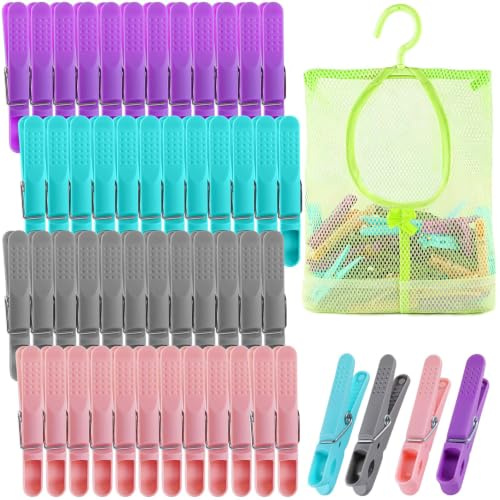 60Pcs Clothes Pegs For Washing Line with Peg Bag, Extra Strong Clothes Pegs and Peg Bag Set, Windproof Laundry Pegs, Designed to Avoid Marks, UV Resistant Plastic for Indoor & Outdoor