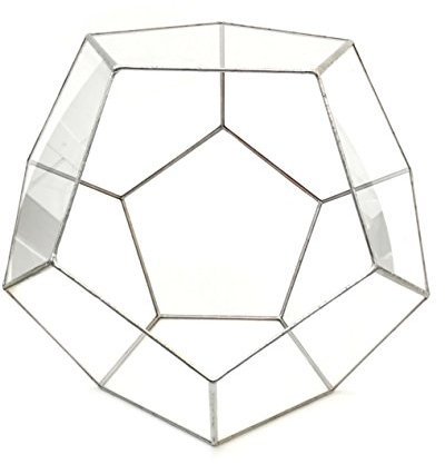 Terrarium Dodécaèdre avec kit de terrarium, plantes/s, outils et guide étape par étape - Emballé en Angleterre (grande taille, patine argentée)