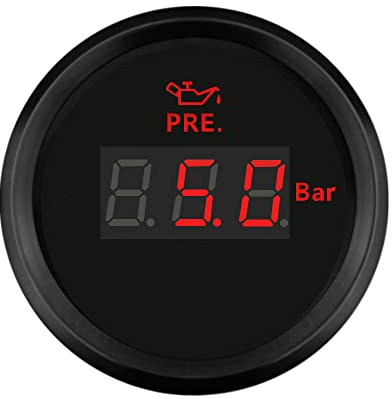 ELING Wasserdicht Digital Öl Druck Messgerät 0-Betriebsdruck mit Hintergrundbeleuchtung 52mm 9-32V für Bagger Marine Segelboot