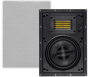Monoprice 2-Way Carbon Fiber In-Wall Speakers - 6.5 Inch (Pair) With Magnetic Grille And Ribbon Tweeter - Amber Series