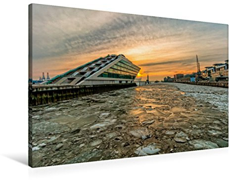Premium Textil-Leinwand 90 x 60 cm Quer-Format Dockland Hamburg | Wandbild, HD-Bild auf Keilrahmen, Fertigbild auf hochwertigem Vlies, Leinwanddruck von Peter Roder