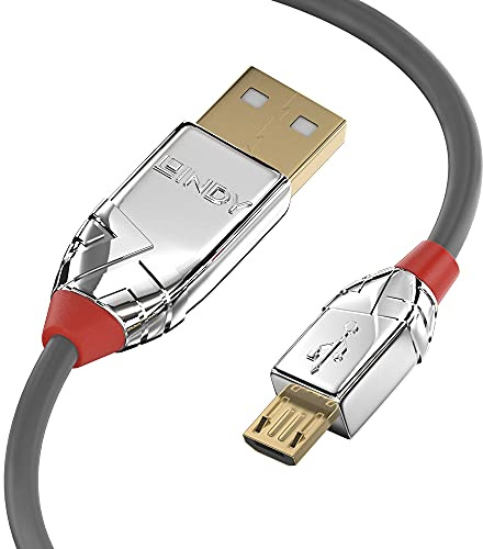 LINDY 36654 5m USB 2.0 Typ A an Micro-B Kabel, Cromo Line