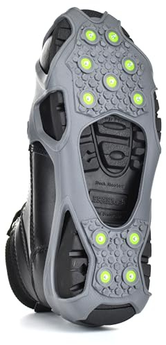 Winter Walking Easy Spike Ice Cleat, Lightweight Industrial Strength Traction Aid for Walking on Snow and Ice, Size Large (1 Pair)