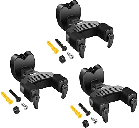 Donner Wandhalterung Gitarre Schwarz Gitarrenwandhalter Automatioschem Verschluss Gitarrenhalter Wand Gitarre Hänger Für Gitarre Bass Banjo Mandoline, 3 Stück