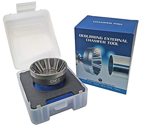 ORXPLUS TOOLS Tungsten Blade Deburring Chamfer Tool 1-3/8-2-1/8(34-54mm) | 72 Degree 9-Flute Design to Quickly Remove Burrs & Chamfer Stainless Steel, Bolts & Pipes. Fits 3/8 Hex Shank Drill