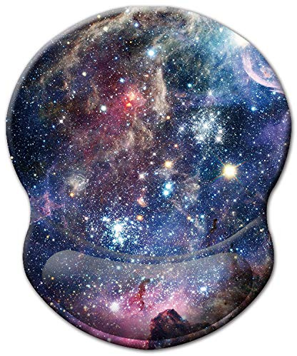 ITNRSIIET Tapis de souris ergonomique avec repose-poignet en gel, surface lisse, base antidérapante en PU, confortable, soulage la douleur, 22,1 x 18,3 cm, motif ciel étoilé