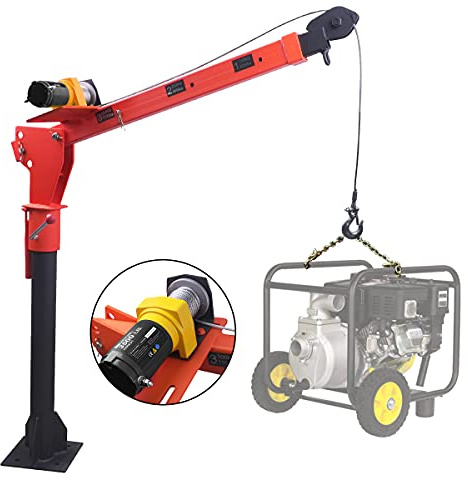 Pismire 499 kg Kran & 1587,6 kg 12 V Seilwinde Combo – zusammenklappbares LKW-montiertes Design, 360° drehbar, lackierter Stahlausleger für Pickup-Trucks, Orange