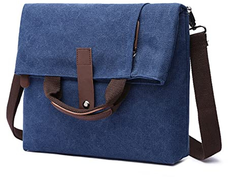 FANDARE Retro Umhängetasche Handtasche Schultertasche Herrentasche Segeltuch Kuriertasche Messenger-Bags Aktentasche für Herren Damen Arbeit Reise Schule Hochschule Arbeit Schulranzen Dunkelblau