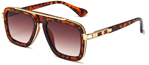 Long Keeper Retro Sonnenbrille Eckig für Herren Damen Klassisch 70er Sonnenbrille Pilotenbrille Metallrahmen Brille Quadratisch mit UV400 Schutz, 52MM