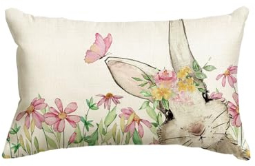 Artoid Mode Hase Blumen Schmetterling Ostern Kissenbezug, 30x50 cm Winter Frühling Saisonnal Zierkissenbezug Couch Wohnzimmer Deko