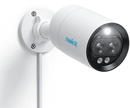 Reolink 4K Caméra Surveillance PoE avec Double Objectif, Grand Angle/téléobjectif, caméra IP extérieure avec projecteurs, détection de Personne/véhicule/Animal, Vision Nocturne Couleur, RLC-81MA