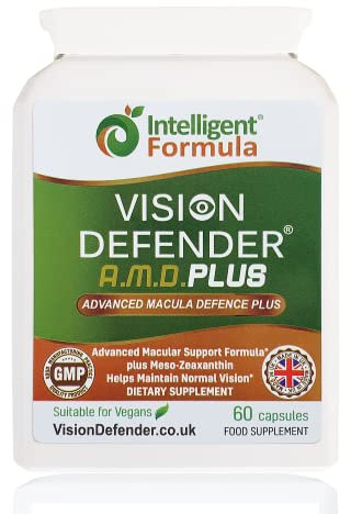 Vision Defender Plus Eye Supplement – Complete AREDS2 Eye Vitamins Enhanced with Meso-Zeaxanthin – Lutein, Zeaxanthin, Vitamins C & E, Zinc, Copper – 7 Nutrients for Eye Health – 60 Vegan Capsules